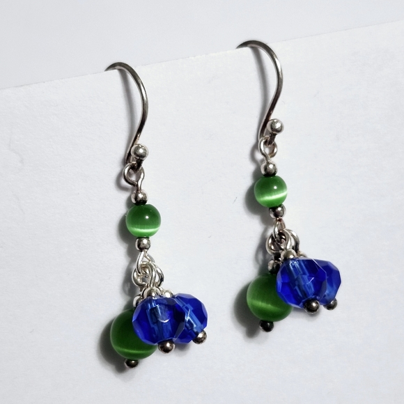 Sterling silver dangle earrings 1.5" - Picture 5 of 8